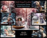 Snowman Globes Digital Background, Snow Globes