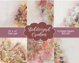 Fall Autumn Leaves Watercolor Digital Scrapbook Papers