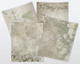 Printable Vintage style white flower Stationery