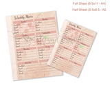 Printable Weekly Menu Meal Planner