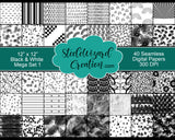 Black and White Digital Printable Paper Seamless Pattern