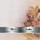 Fall Autumn Leaves Watercolor Digital Scrapbook Papers