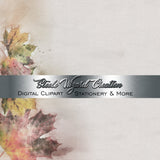 Fall Autumn Leaves Watercolor Digital Scrapbook Papers