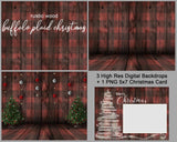 Buffalo Plaid Wood Backdrops & Card Set