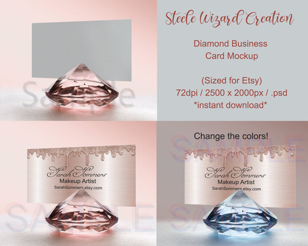Business Card Diamond Mockup