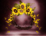Sunflower Wreath Newborn Digital Backdrop Background