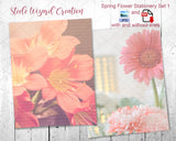 Set 1 Printable Spring Flower Stationery Paper