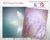Set 2 Printable Spring Flower Stationery