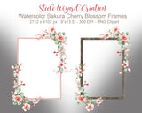 Watercolor Cherry Blossom & Eucalyptus Digital Frames
