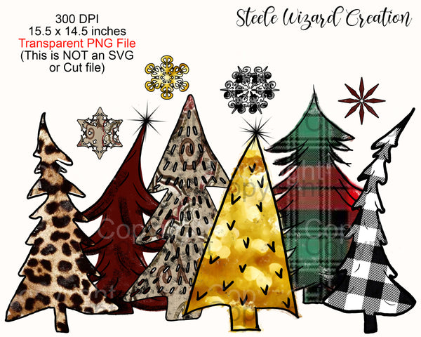 Designer Christmas Trees Sublimation Design