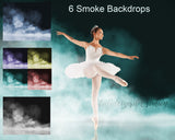 6 Photoshop Smoke Backdrops + PNG Overlay