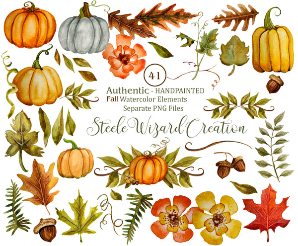 Fall Autumn Pumpkin Elements Clipart