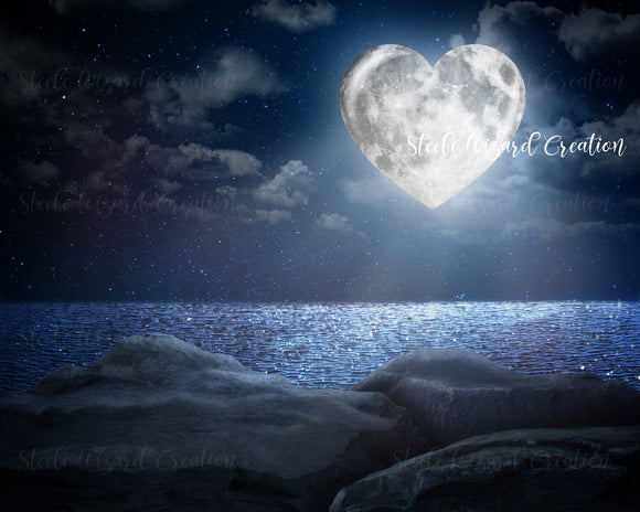 Heart Moon Digital Background
