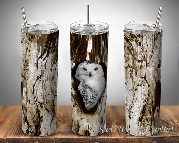 Owl In Tree 20oz Skinny Tumbler Design - Straight and Tapered