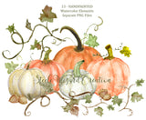 Fall Autumn Pumpkins Watercolor Clipart
