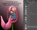 Pink Tulip Flower Newborn Digital Backdrop