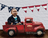 4th of July Vintage Red Truck USA Flag Backdrop