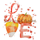 Sublimation Fall Love Pumpkin Candy Corn Watercolor PNG