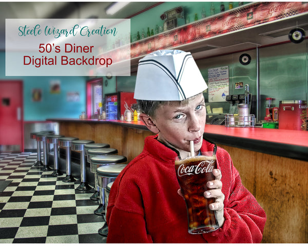 50s Diner Vintage Soda Shop Background