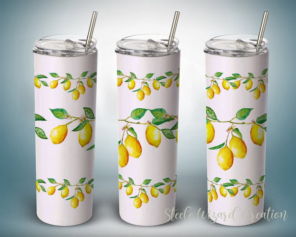 Summer Lemons - 20 oz Skinny Tumbler Design Sublimation