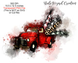 Red Truck Trees Sublimation Design