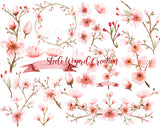 Watercolor Cherry Blossom Clipart Hand Painted